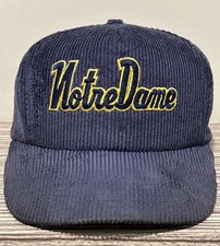 Vintage Notre Dame Corduroy Snapback Hat 90s Fighting Irish NCAA Script Cap Read