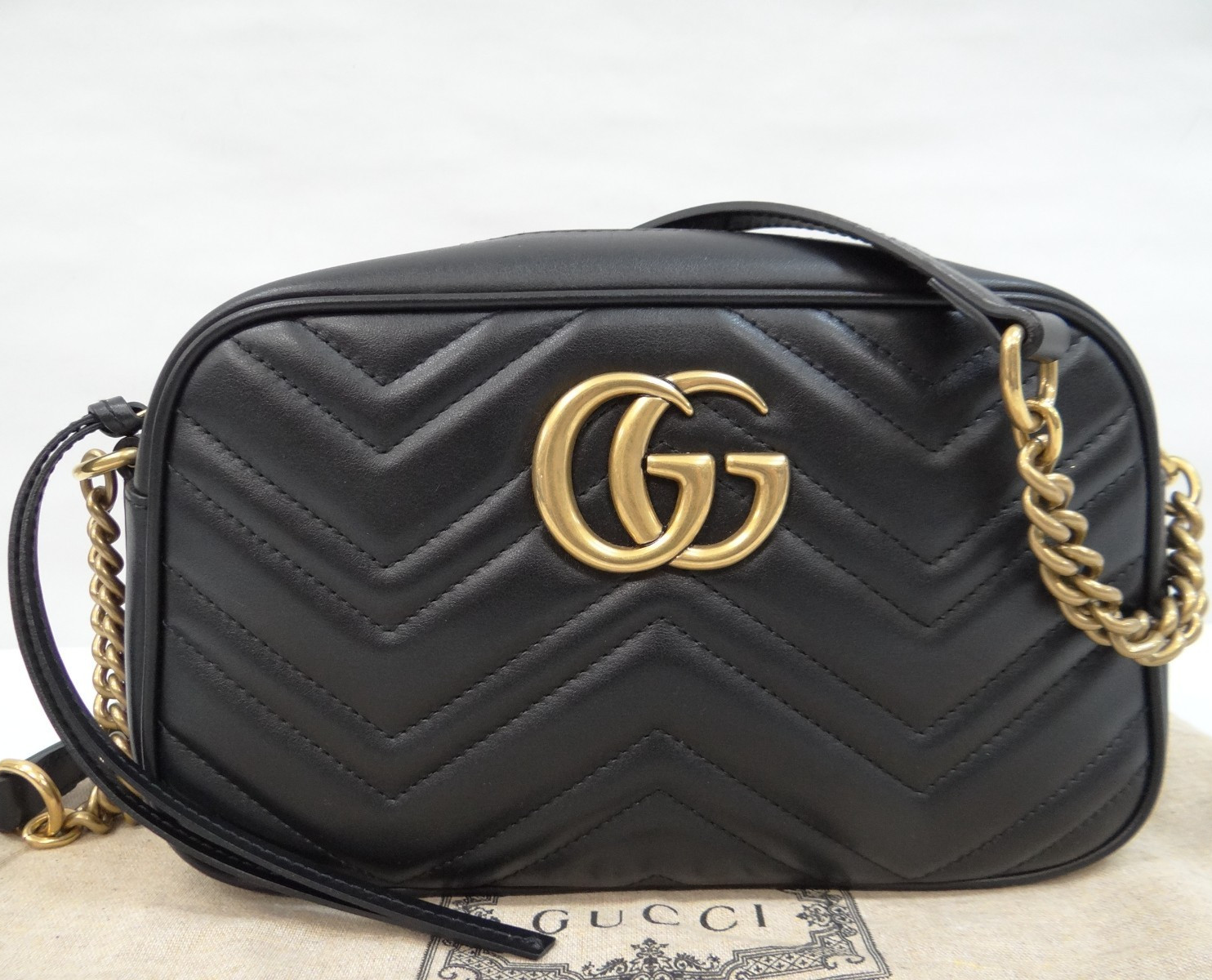 GUCCI GG Marmont Borsa a tracolla catena 447632 Pelle Nero 23220297300 N