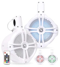 8 Inch 600W White Wakeboard Tower Speakers with Multi LED Lights and Remote