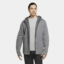 Image of Nike Yoga Dri-FIT Men's Full Zip Hoodie Thumbholes Midweight Jacket Gray sz M L