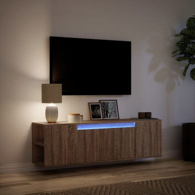 135cm Schwebender TV Schrank RGB LED Leuchten Schrank Wandmontage TV Ständer 2 Schubladen