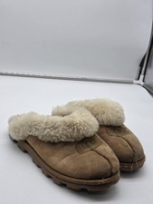 UGG Coquette Slippers Shoes Womens Size 9 Brown Suede Shearling Clog Damaged