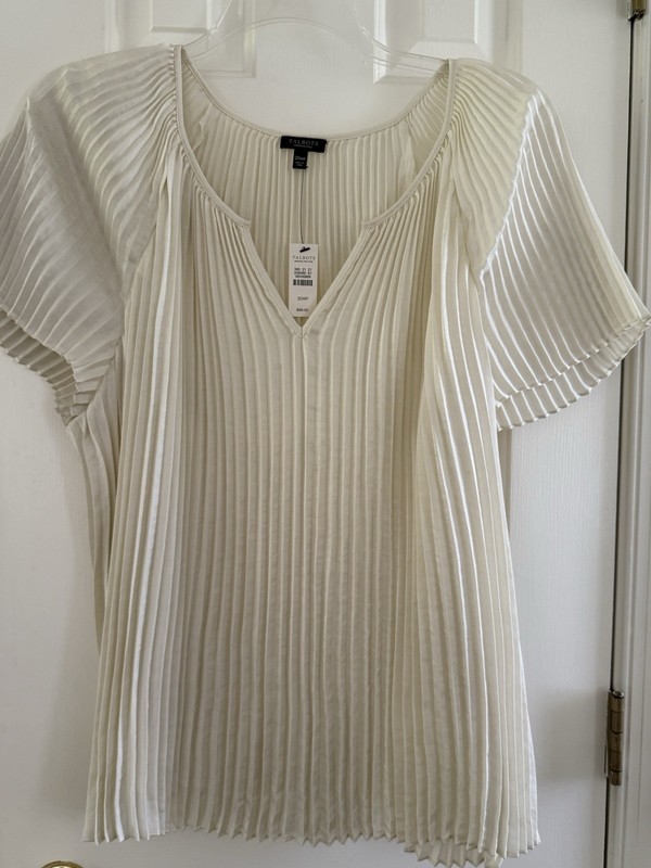 Womens Talbots Petites White Blouse Accordion Pleated Sz 20WP New