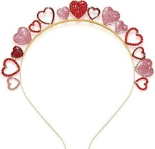 Heart Headbands for Women Valentine's Day Rhinestone Glitter Love Heart