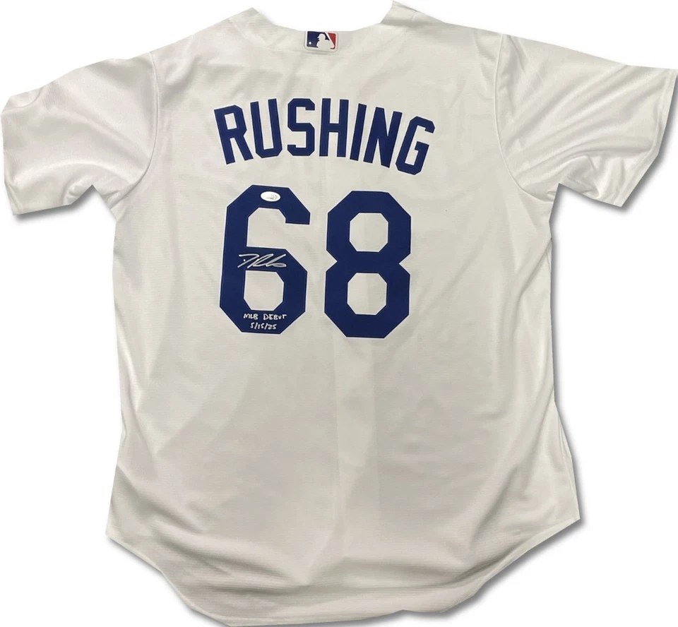 Dalton Rushing Hand Signed Autographed Jersey "MLB Debut 5/15/25" Dodgers JSA