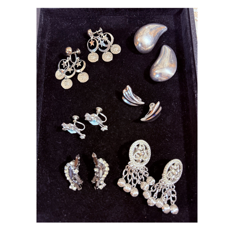 Vintage Silver Tone Clip On Earring Lot Sarah Coventry Charisma Monet B&N VTG