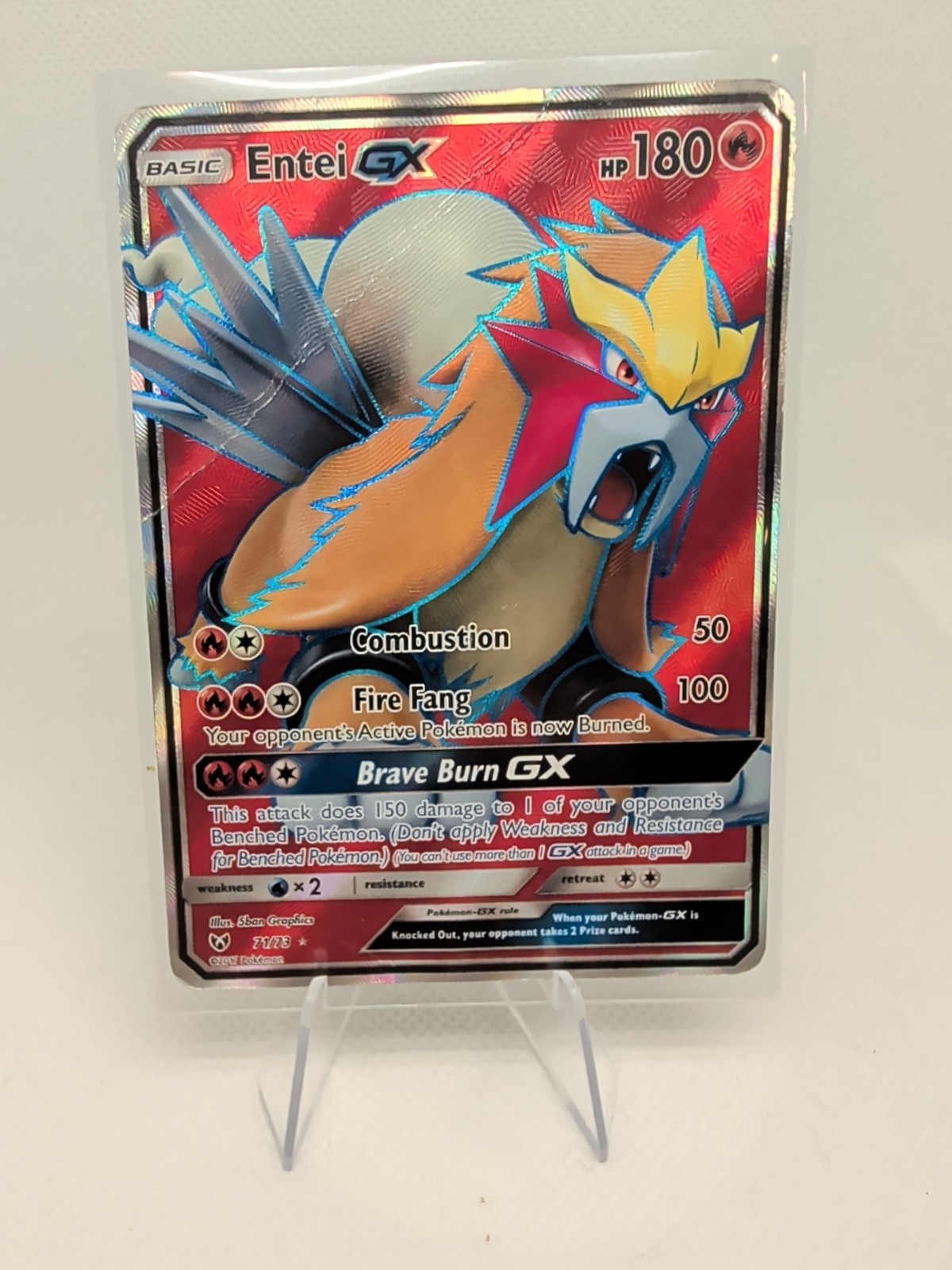Entei GX 71/73 Ultra Rare Full Art Shining Legends Near Mint Pokémon TCG