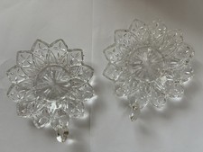 Set of 2 Glass Candle Holders for Taper Candles Round w/candle holder in middle