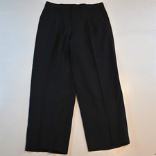 Bespoke 33x30 Black 100 Wool Pleated High Waist Tuxedo Mens Pants