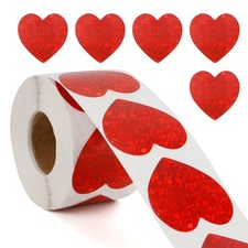 Heart Stickers, 500 PCS Valentines Stickers for Kids, 1.5 1.5inch, Red