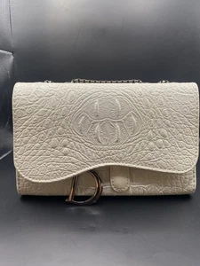 Sac à main blanc de luxe Crossbody Messenger Embossed Design Chaîne réglable poignée