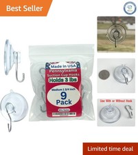 Transparent PVC Suction Cup Hooks - 9-Pack for Suncatchers and Art Displays