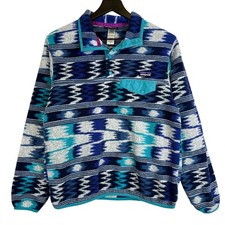 Patagonia Womens Synchilla Snap-T Fleece Sweater Nepali Dhoti Blue Waves - S