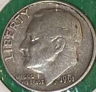 #1961 D Roosevelt Dime 90% Silver **Free Shipping**