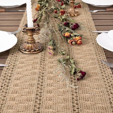 Boho Table Runner 108 Inch Macrame Farmhouse Burlap Jute Bamboo for Dining Table