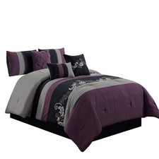 Chezmoi Collection Napa 7-Piece Luxury Leaves Scroll Embroidery Bedding Comfo...