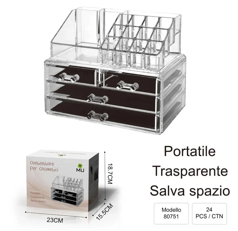 Contenitore Box Espositore per Trucco Organizer Porta Cosmetici Make Up Rossetto - Immagine 3 di 4