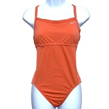 Nike Bathing Suit Womens M One Piece Racerback Peach Swimsuit Summer Sporty