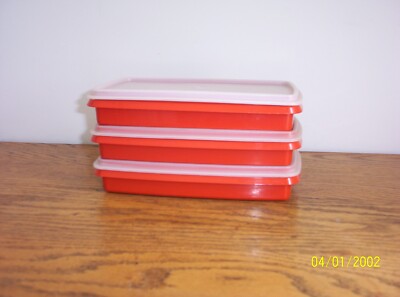 3 Vintage Tupperware 9 x 5 Rectangular Deli Containers  #816-13