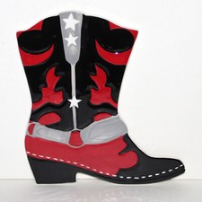 Cowboy Boot Ceramic Trivet Wall Decor Boston Warehouse black red tile Western