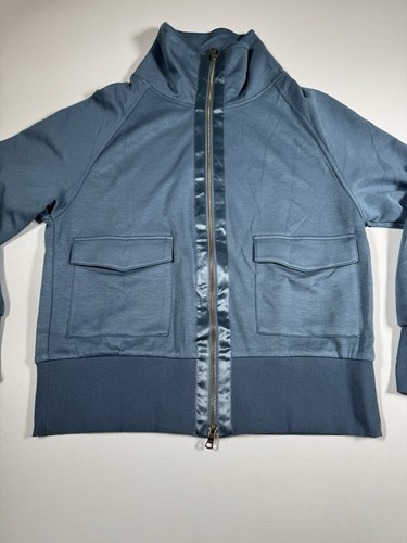 Women's Zip up Sweatshirt Collared Neck Long Sleeve Jacket with Pockets Sz M - Picture 3 of 11