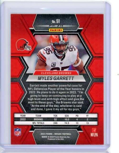 2023 Panini Mosaic Mosaic Prizm #51 Myles Garrett - Cleveland