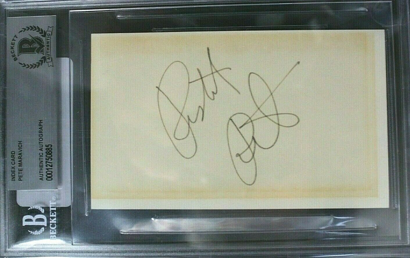 Pistol Pete Autographed Signed Maravich (D.1988) HOF Jazz Celtics 3X5 Index Card Beckett