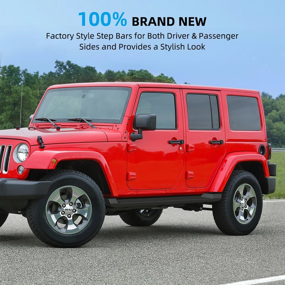 estriberas para Jeep Wrangler JK 2007-2018 4 puertas estilo fábrica peldaños laterales  Foto 3 de 4