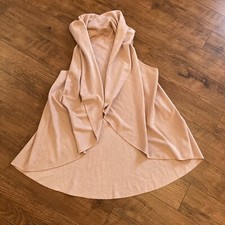 Look Faux Suede Open Cardigan Vest Drape Foldover Collar One Size Fits All Pink