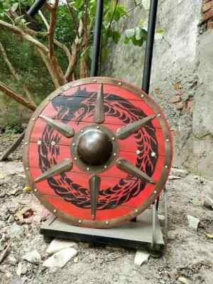 Medieval Wooden Shield 30''inch Heavy Shield Handmade Battle Ready Viking Shield