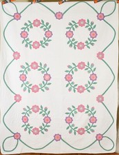 BEAUTIFUL Vintage 30's President's Wreath Applique Antique Quilt Swag Border 