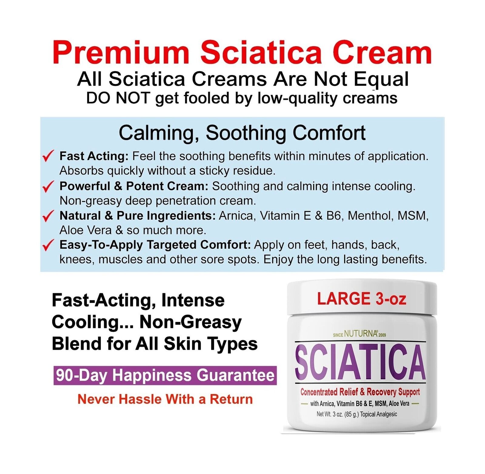Sciatica Nerve Cream Maximum Strength Comfort Cream for Feet, Hands