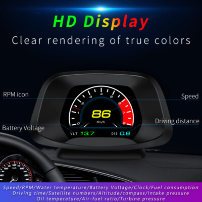 3'' Car OBD2 GPS HUD Head Up Display ALS Speedometer Speed Alarm Engine Monitor