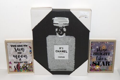 Chanel No. 5 Paris Parfum Pop Art Framed Black Studded Canvas Wall Art & More #1