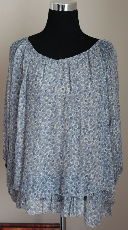 NWT Piazza Roma Floral 3/4 Sleeve Silk Floral Multi-Color Blouse sz S