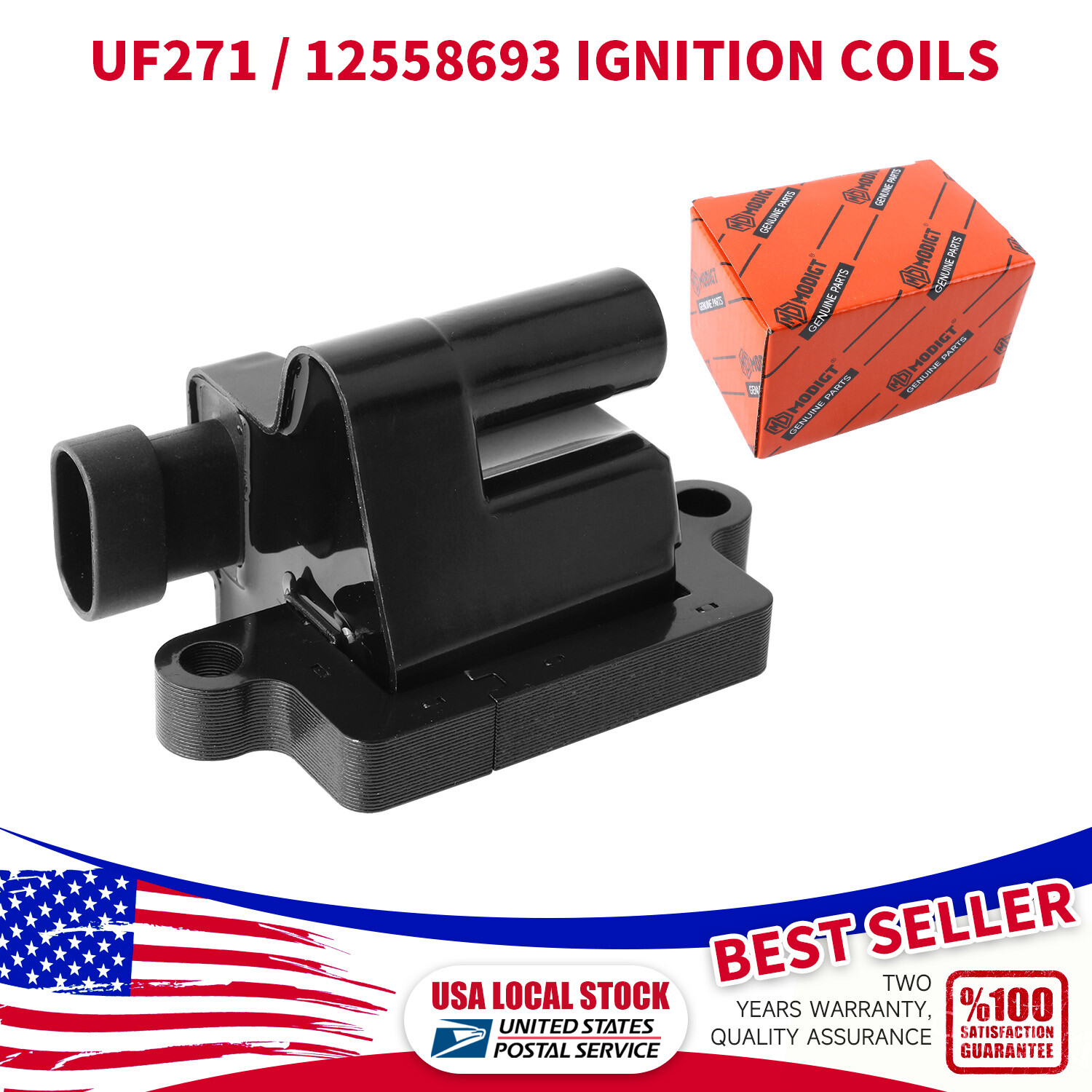 High-Performance Square Ignition Coil Pack for Chevy GMC Yukon 4.8L 5.3L 6.0L 8.1L UF271 D581