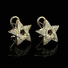 2Ct Round Lab-Created Diamond Women Star Stud Earrings 14K Yellow Gold Plated
