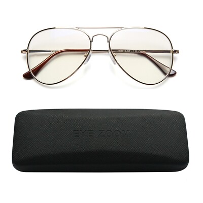 EYE ZOOM Aviator Style Blue Light Blocking Reading Glasses for Men and Women