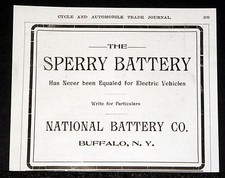 1903 OLD MAGAZINE PRINT AD, SPERRY BATTERY, NEVER EQUALED FOR ELECTRIC VEHICLES!