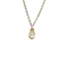 Gold Fill Yellow Citrine Teardrop Stone NECKLACE or BRACELET- Simple Minimalist