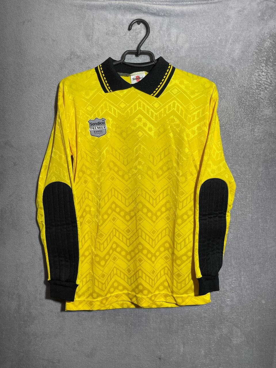Sondico Made in England Vintage Jersey Goalkeeper Football Shirt Yellow Men SZ S