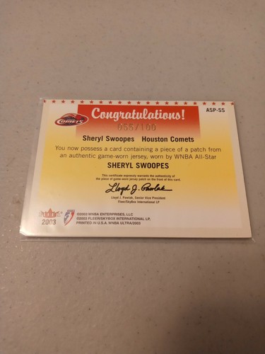 Sheryl Swoopes 2003 Fleer Ultra All-Star Jersey Patch #D 55/100 - Picture 2 of 2