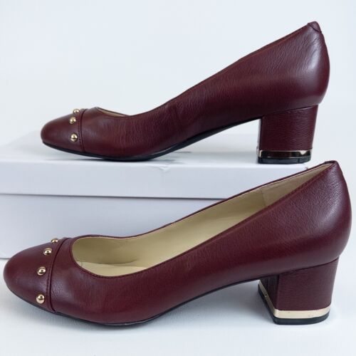 Isaac Mizrahi Live! Zapatos para mujer Karam de cuero rojo oscuro talla 9M nuevos en caja - Imagen 3 de 10