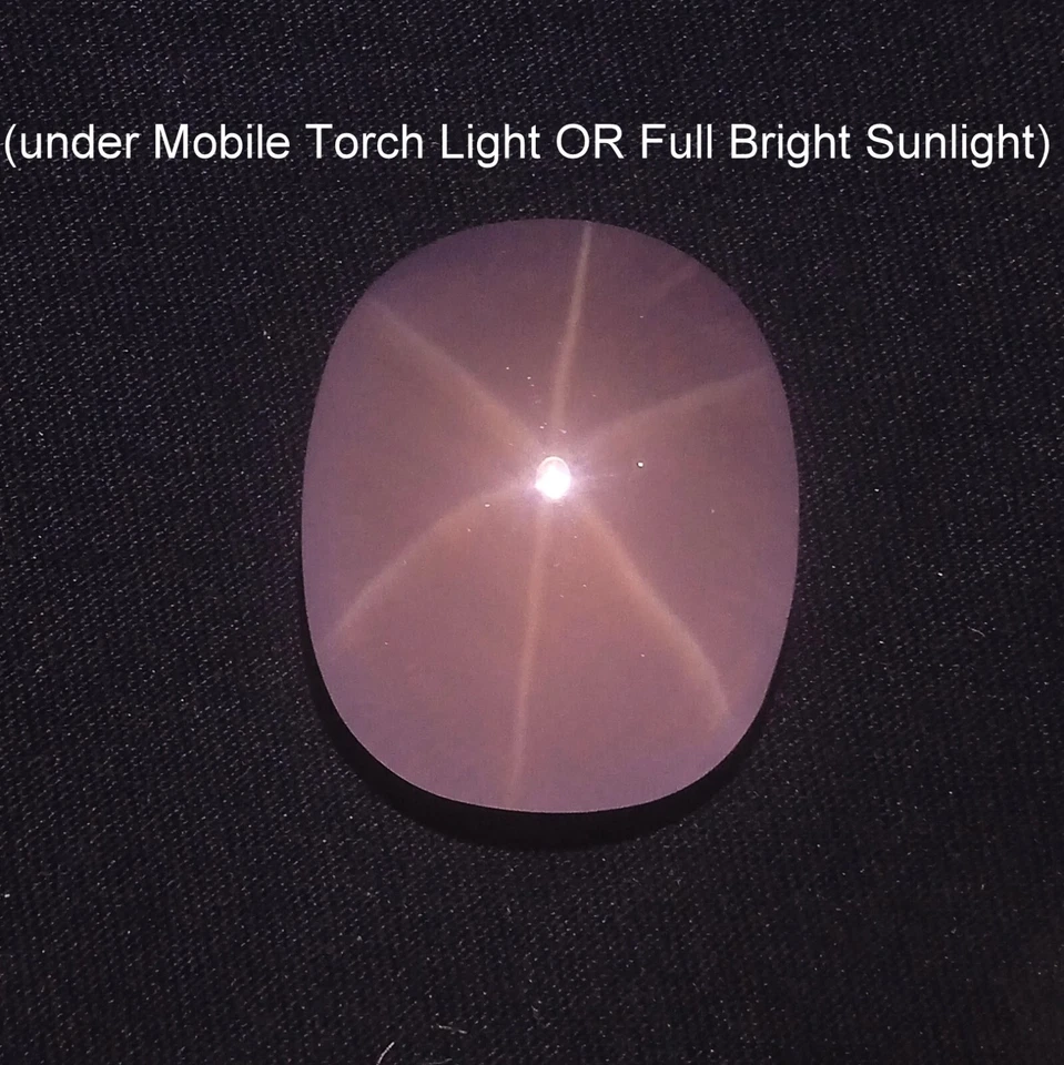Cojín cabujón estrella 6 rayos cuarzo cristal rosa calidad superior AAA natural 177 quilates Foto 4 de 4