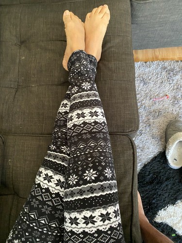 Winter Warm Women's Warm Leggings Snowflake Reindeer Printed Pants - Picture 2 of 30