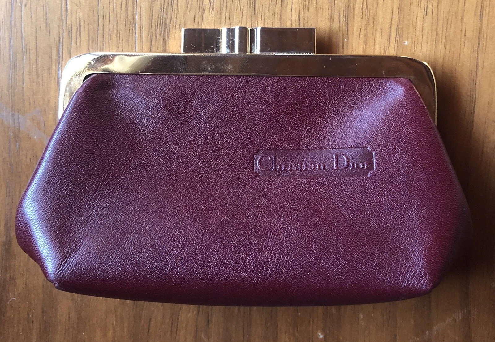 Mini porte monnaie Christian Dior trotteur cuir rouge authentique vintage