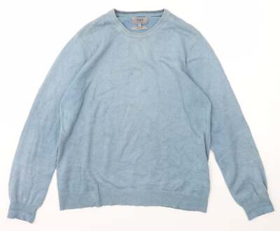Marks and Spencer Herren Pullover Blau Rundhals Baumwollmischung Größe S