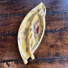 Yellow/Red MCM Ceramic Leaf Cigar Ashtray  Pottery  Length 17”