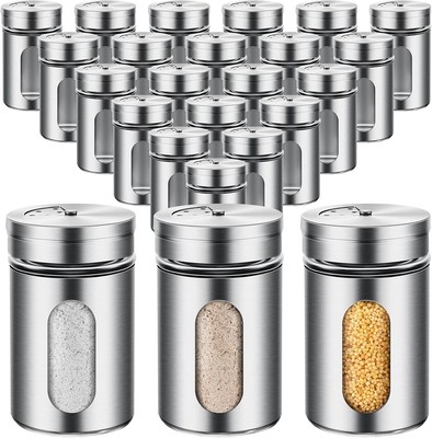 Stylish 3.4oz Spice Shaker Set with Adjustable Pour Holes & Glass Window