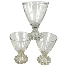 3 Vintage Anchor Hocking Boopie Clear Glasses Goblets Juice Cordial Bubble Base